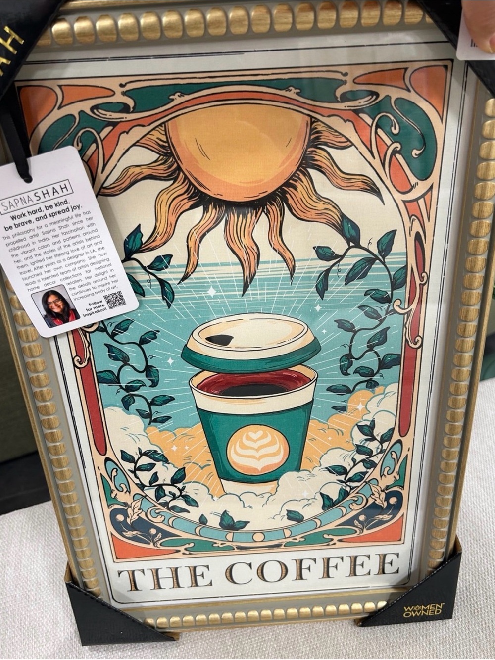The Coffee Sunburst Art Print - Teal & Coral